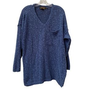 Vintage 90s Eddie Bauer Linen Cotton Knit V-Neck Pullover Tunic Sweater Womens L